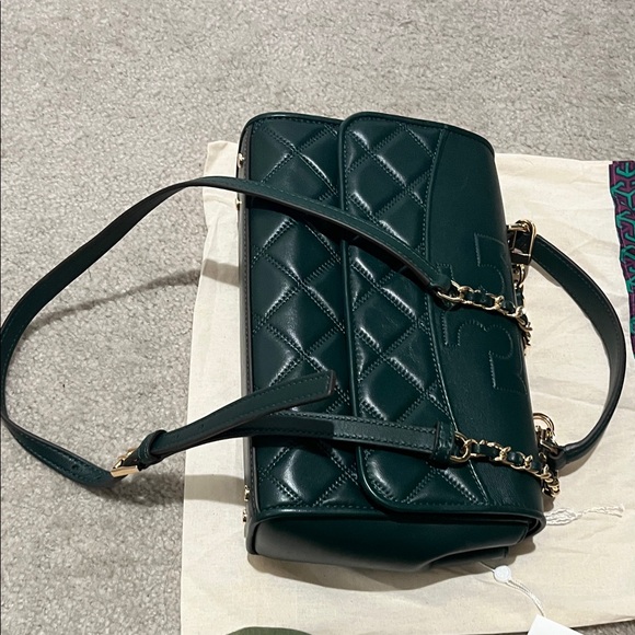 Tory Burch Dark Green Quilted Shoulder Bag - Picture 6 of 11